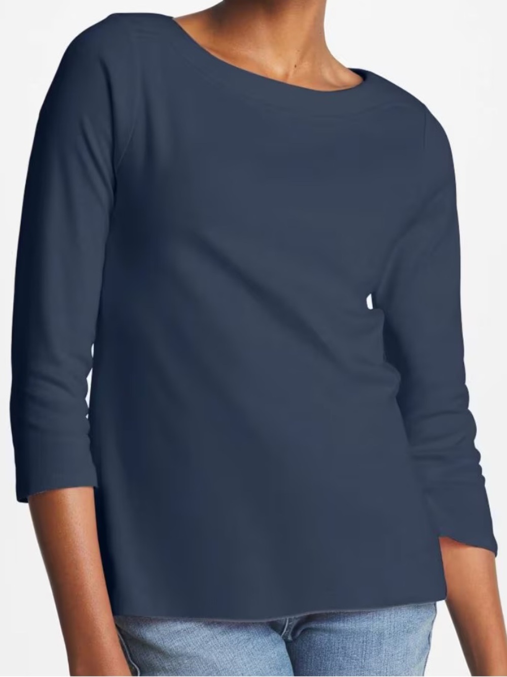 Chico’s Pima Cotton Classic Navy 3/4 Sleeve Women's Top Size L (2)
